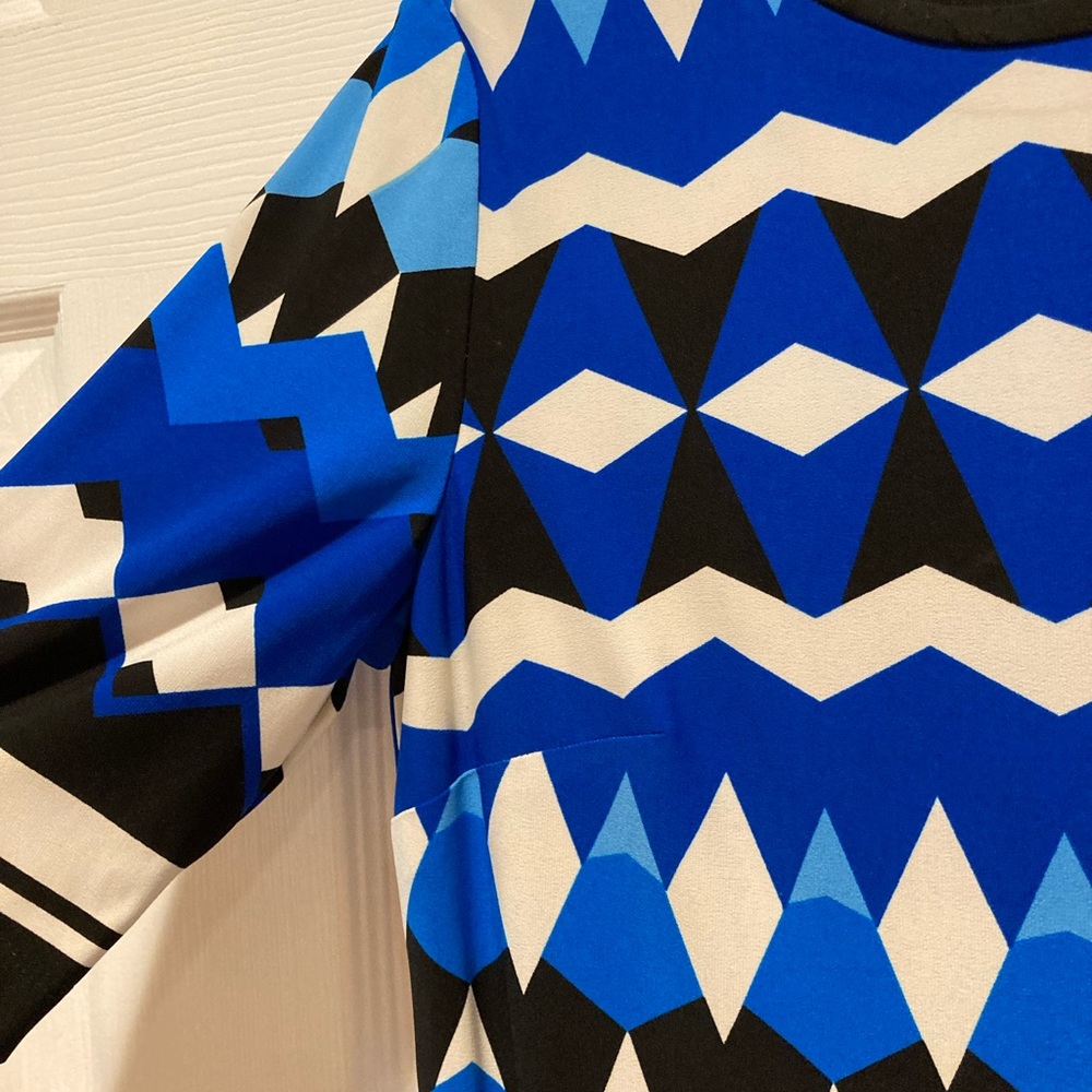 3/4 sleeve geometric print dress